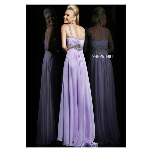 NWT SHERRI HILL 3896 Lavender Purple Rhinestone Embellished Maxi Gown Size 00 - Picture 3 of 9
